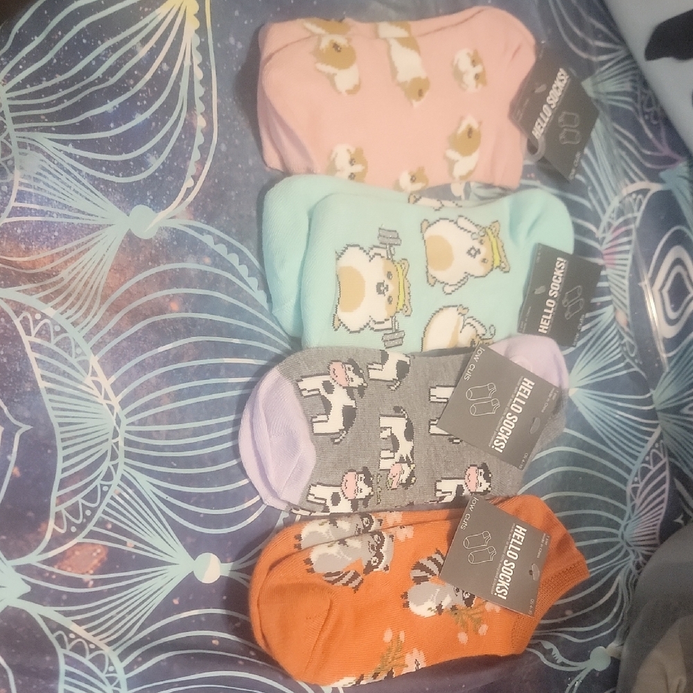 Cute Animal Print Socks Set Of 4 NWT